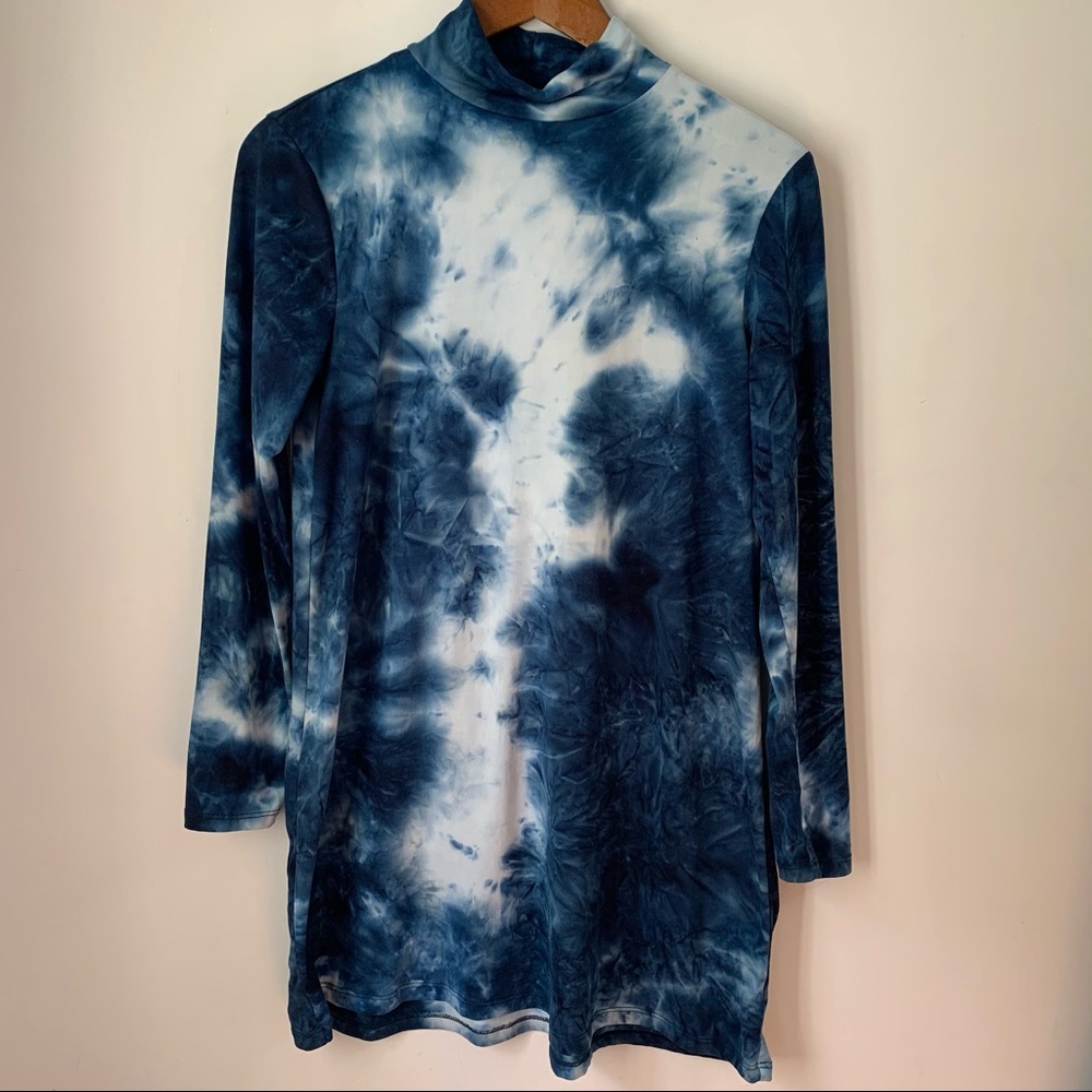 Ava Sam Dress Mock Neck LongSleeve Tie Dye Womens Size Small